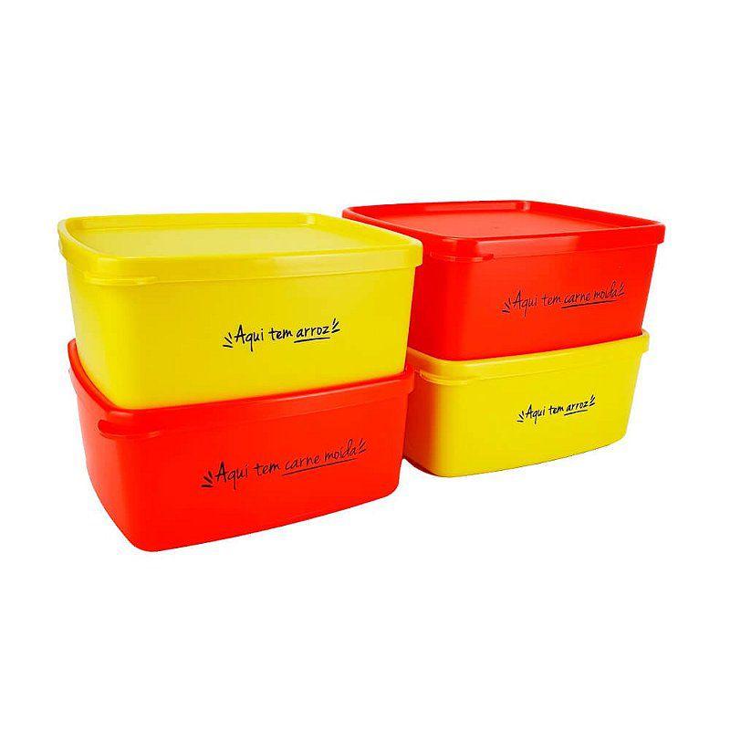 Kit Tupperware Jeitosinho 400ml Aqui Tem Arroz + Carne Moída 4